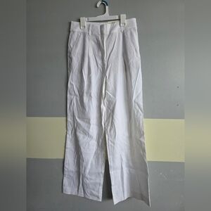 NWT Ann Taylor Loft White Linen Trouser Pants Wideleg Sz 0